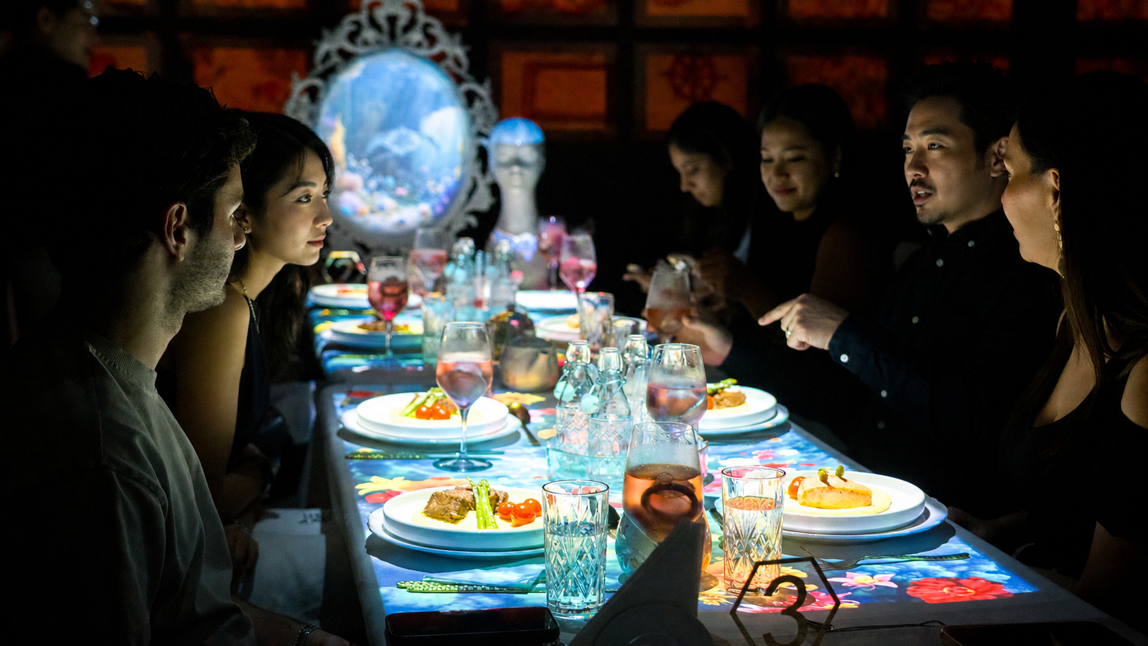 Guests at the immersive 4 Elements table